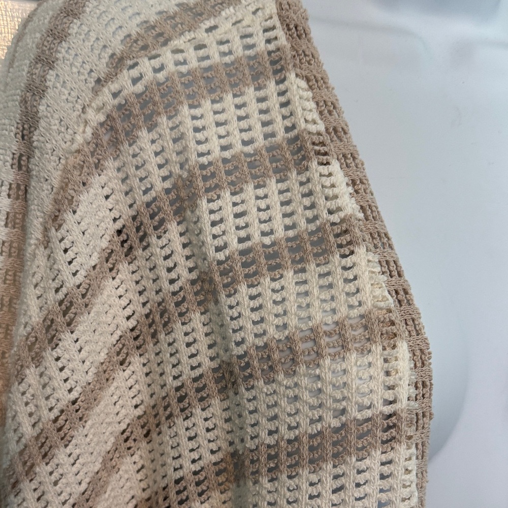 Torrid Cream and Brown Striped Open-Front Cardigan - Picture 4 of 6